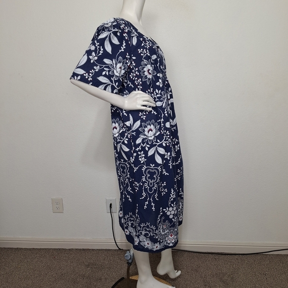 Only Necessities Evening Blue Vines Mixed Print Short Lounger Dress Size 18/20 - Picture 4 of 14
